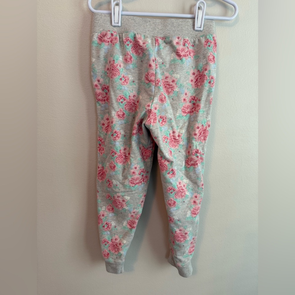 Janie and Jack Pink and Gray Flower Joggers - Picture 2 of 3